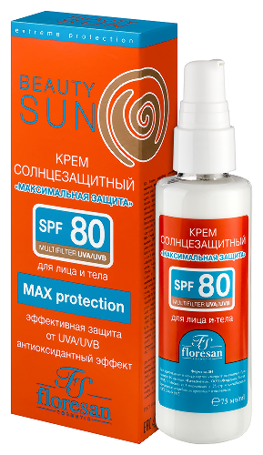 Floresan beauty sun солнцезащитный крем «максимальная защита» spf80 75 мл