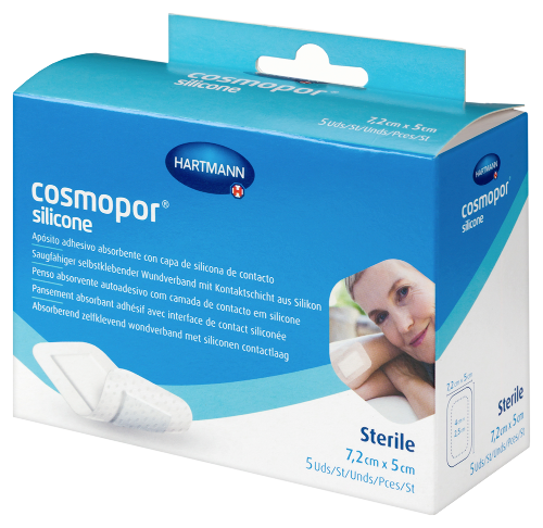 ПОВЯЗКА ПЛАСТЫРНОГО ТИПА ВПИТЫВАЮЩАЯ С КОНТАКТНЫМ СЛОЕМ ИЗ СИЛИКОНА COSMOPOR SILICONE