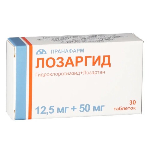 Купить Лозаргид 12,5 мг+50 мг 30 шт. таблетки, покрытые пленочной оболочкой цена