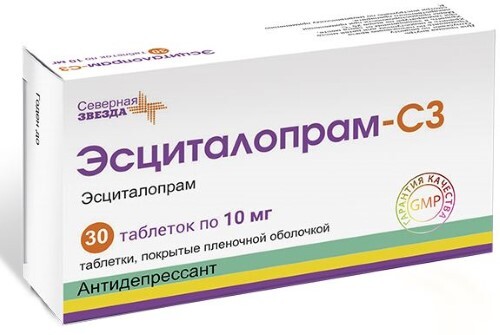 Купить Эсциталопрам-сз 10 мг 30 шт. таблетки, покрытые пленочной оболочкой блистер цена