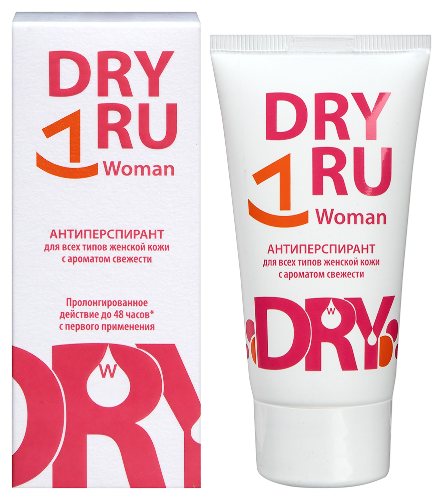 Dry ru woman антиперспирант для всех типов женской кожи с ароматом свежести 50 мл