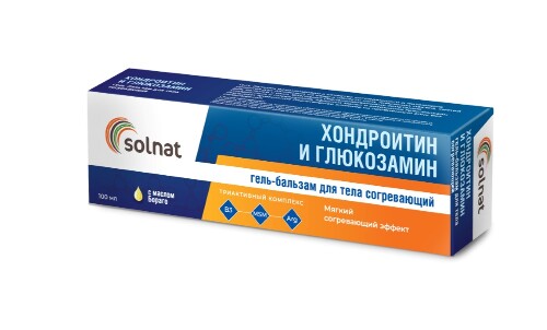 Купить Solnat гель-бальзам для тела согревающий хондроитин и глюкозамин 100 мл цена