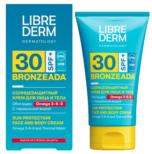 Librederm bronzeada солнцезащитный крем spf30 с омега 3-6-9 и термальной водой 150 мл