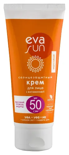 Eva sun крем для лица солнцезащитный с витамином е SPF50 50 мл