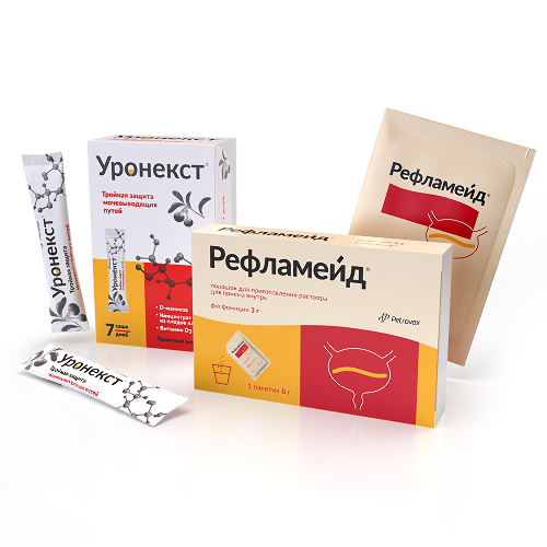 Набор при цистите Рефламейд 3 мг 1 пакет порошок + Уронекст 7 шт. пакет-саше массой 2,6 г порошок/для детей и взрослых