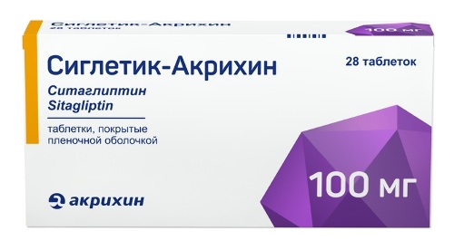 Сиглетик-акрихин 100 мг 28 шт. таблетки, покрытые пленочной оболочкой