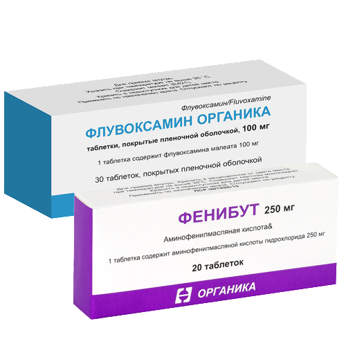 Набор Фенибут 250мг №20 таб + Флувоксамин Органика 100мг №30 таб - со скидкой