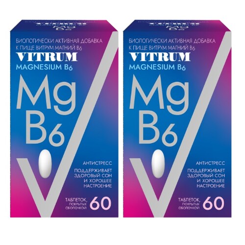 Набор Витамины 1+1 Витрум Магний B6 N60