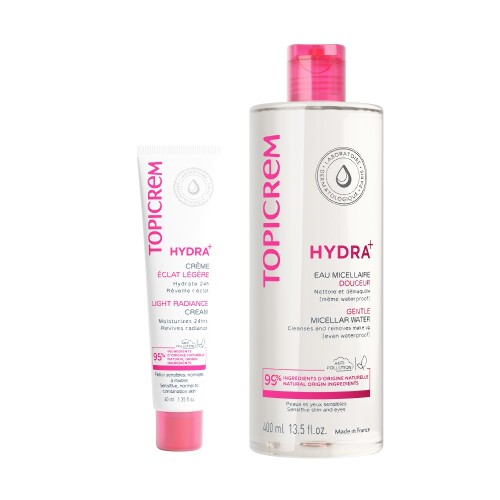 Набор Hydra+ крем легкий сияние 40мл + Топикрем Hydra+ вода мицеллярная мягкая 400млсо скидкой