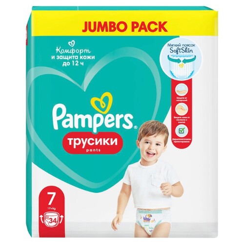 Pampers подгузники-трусики pants для мальчиков и девочек размер 7 34 шт.