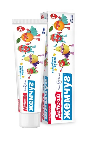 Купить Детский жемчуг зубная паста детская волшебные фрукты 50 мл цена