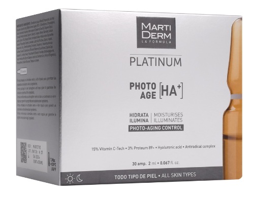 Купить Martiderm platinum ампулы коррекция фотостарения гиалуроновая кислота+ 2 мл 30 шт. цена