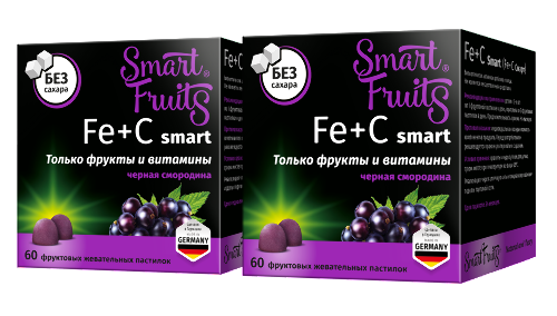Набор из 2-х упаковок SMART FRUITS FE+C СМАРТ 60шт. пастилки жевательные