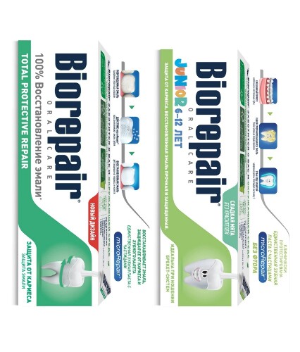 Набор Biorepair junior зубная паста детская 6-12 лет /сладкая мята ...