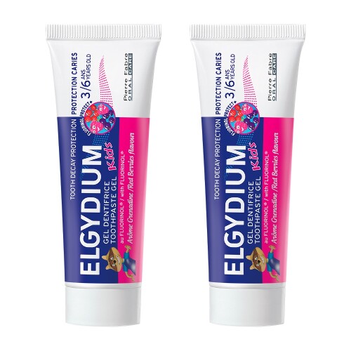 Набор из 2уп ЭЛЬГИДИУМ ЗУБНАЯ ПАСТА-ГЕЛЬ Д/ДЕТЕЙ ОТ 3 ДО 6 ЛЕТ ЗАЩИТА ОТ КАРИЕСА СО ВКУСОМ КРАСНЫХ ЯГОД 50МЛ