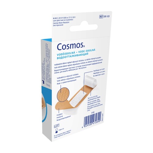 Пластырь cosmos water-resistant / Космос Водоотталкивающий (нестерильно) 20 шт./ набор 2 размера/