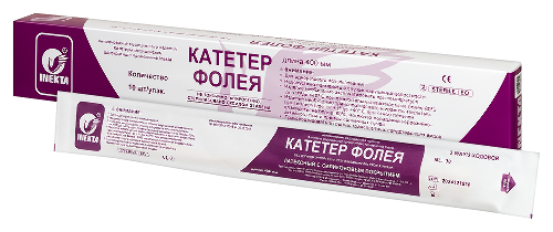 Катетер фолея INEKTA латексный с силиконовым покрытием 2-ходовый ch18 30 мл 10 шт.