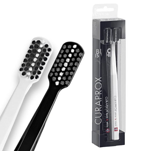 Купить Curaprox зубная щетка взрослая black is white 2 шт./ультрамягкие/черная+белая/набор цена