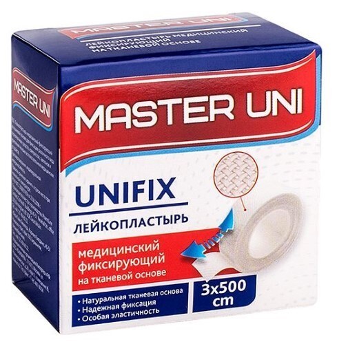 Купить Лейкопластырь master uni медицинский фиксирующий на тканевой основе 3x500 см цена