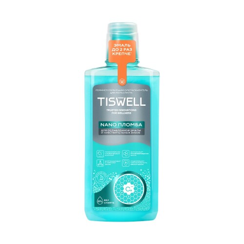 Tiswell ополаскиватель для полости рта реминерализующий с наногидроксиапатитом для всей семьи 500 мл