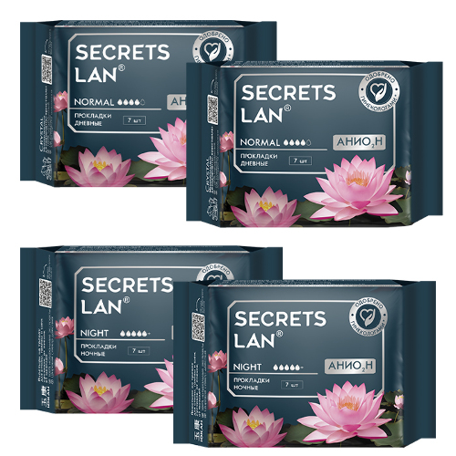 Набор Секреты Лан Анион прокладки женские при обильных выделениях N7 (2 уп.) + прокладки на критические дни N7 (2 уп.)