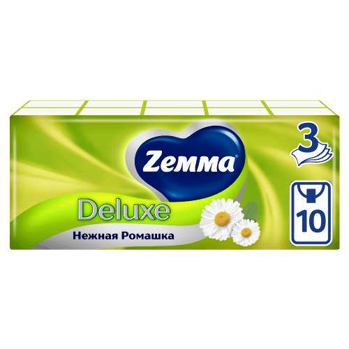 Zemma платки носовые трехслойные ароматизированные 10 шт. х 10/нежная ромашка