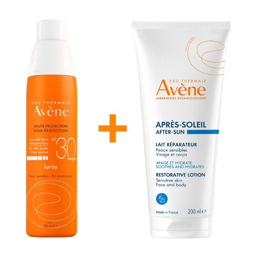 Набор AVENE СПРЕЙ СОЛНЦЕЗАЩИТНЫЙ SPF30 200МЛ + AVENE ЛОСЬОН ПОСЛЕ ЗАГАРА ВОССТАНАВЛИВАЮЩИЙ 200МЛ