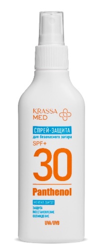 Купить Krassa med panthenol спрей-защита для безопасного загара spf30+ 150 мл цена