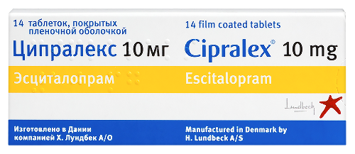 Ципралекс 10 мг 14 шт. таблетки, покрытые пленочной оболочкой