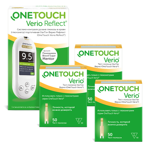 Набор глюкометр One touch verio reflect + 3 уп тест-полосок one touch verio №50