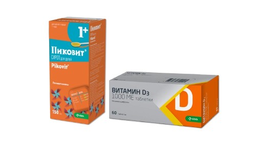 Набор Витамин D3 1000МЕ 60 таб. + ПИКОВИТ сироп для детей 150 мл