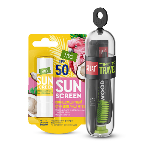 НАБОР СПЛАТ ДОРОЖНЫЙ НАБОР ЧЕРНОЕ ДЕРЕВО + ФИТОКОСМЕТИК SUN SCREEN СТИК ДЛЯ ЛИЦА И ГУБ СОЛНЦЕЗАЩИТНЫЙ SPF50