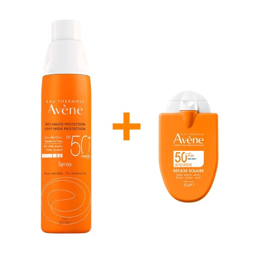 Набор AVENE СПРЕЙ СОЛНЦЕЗАЩИТНЫЙ SPF50+ 200МЛ + AVENE СОЛНЦЕЗАЩИТНАЯ КОМПАКТ-ЭМУЛЬСИЯ ДЛЯ ВСЕЙ СЕМЬИ SPF50+ 30МЛ