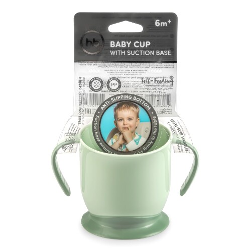 Happy baby кружка на присоске baby cup with suction base 6+/оливковый/