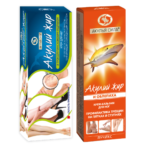 Набор Аптечка Акулий жир Акулья сила: Крем для ног при трещинах + Крем при варикозе