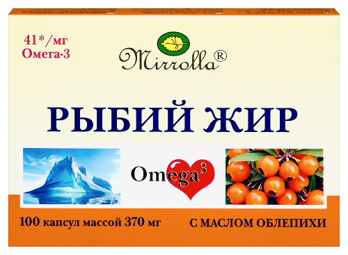 Мирролла рыбий жир с маслом облепихи 100 шт. капсулы массой 370 мг