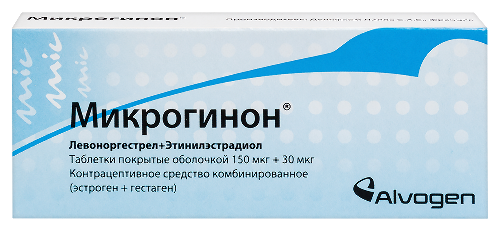 Купить Микрогинон 150 мкг + 30 мкг 21 шт. таблетки, покрытые оболочкой цена