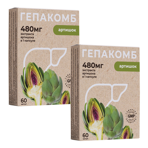 Набор из 2-х уп ГЕПАКОМБ АРТИШОК N60 КАПС ПО 0,5Г со скидкой