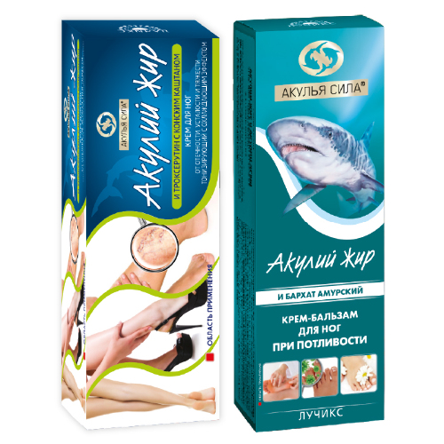 Набор Аптечка Акулий жир Акулья сила: Крем для ног при потливости + Крем для вен охлаждающий