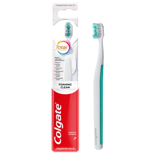 Colgate зубная щетка total пенная чистка/средняя