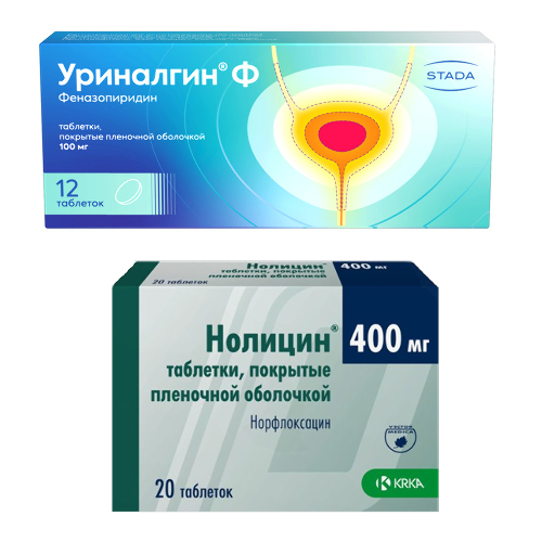 Набор Уриналгин ф 100 мг 12 шт. таблетки и Нолицин 400 мг 20 шт. таблетки