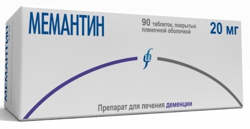 Мемантин 20 мг 90 шт. таблетки, покрытые пленочной оболочкой