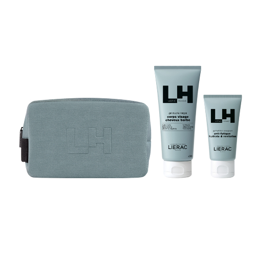 Lierac набор homme/гель для лица/кожи контура глаз увлажняющий/тонизирующий 50 мл+гель для душа для тела и волос 200 мл+косметичка/