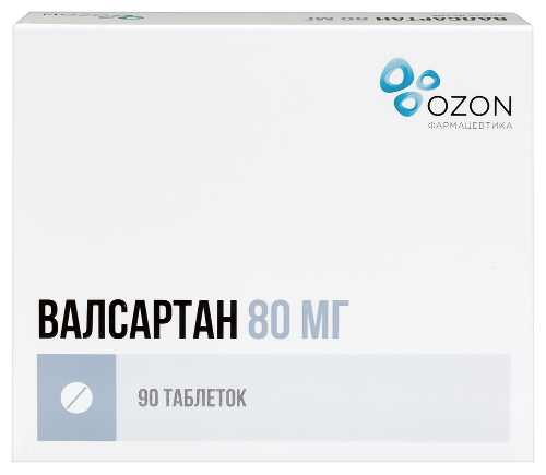 Валсартан 80 мг 90 шт. блистер таблетки, покрытые пленочной оболочкой