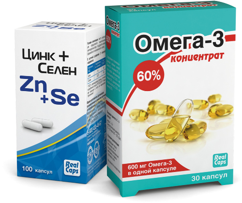 Набор Цинк+Селен №100 капс + Омега-3 концентрат №30 капс со скидкой 10%