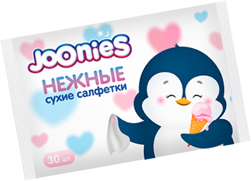Joonies салфетки сухие бумажные (белые) для детей 30 шт. x8