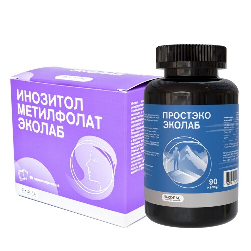 Набор Инозитол метилфолат эколаб №30 пор пак по 3,0г + Простэко эколаб №90 капс по 600мг со скидкой 20%