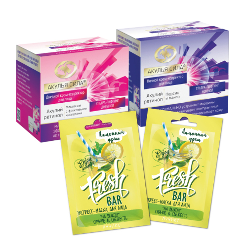 Набор подарочный Акулья сила суперлифтинг и подтяжка лица: Крем дневной + Крем ночной + 2 маски