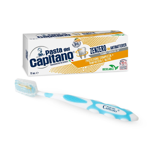 Набор PASTA DEL CAPITANO: зубная паста имбирь + зубная щетка whitening soft - по выгодной цене!