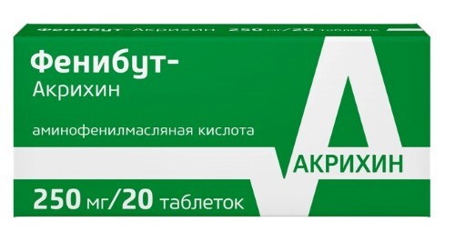 Фенибут-акрихин 250 мг 20 шт. таблетки